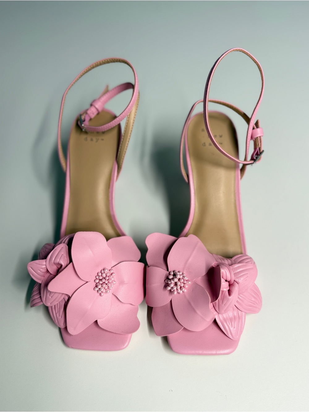 a new day Pink Floral Ankle-Strap Heels